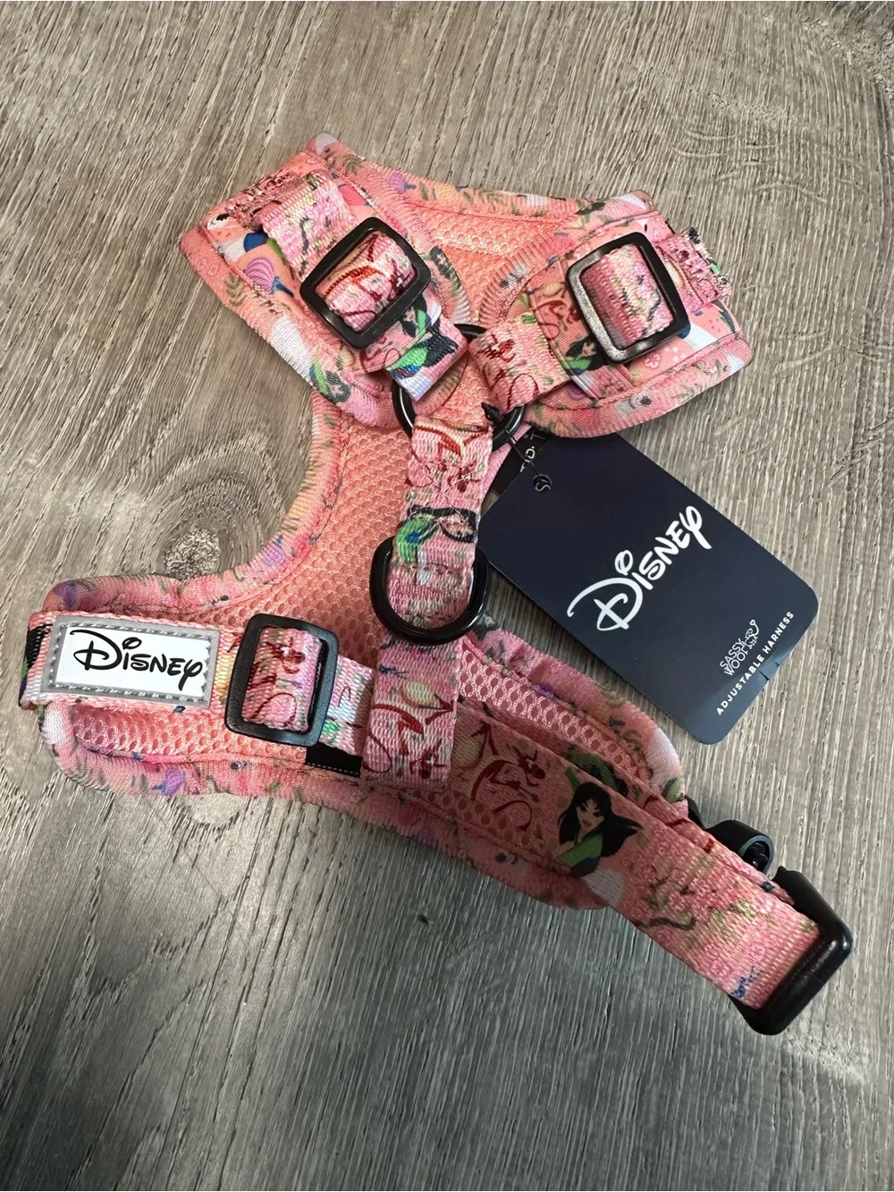 Sassy Woof Pink Disney Princess Dog Harness - Soft Adjustable Chest Harness